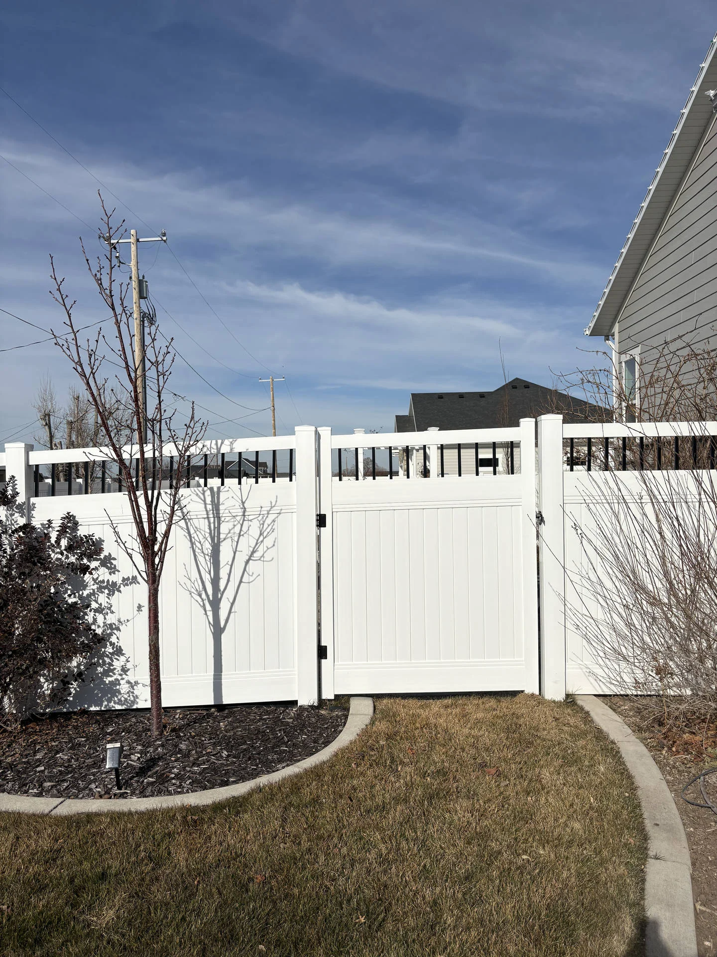 West Point: Double & Single Gates, White Vinyl Fence