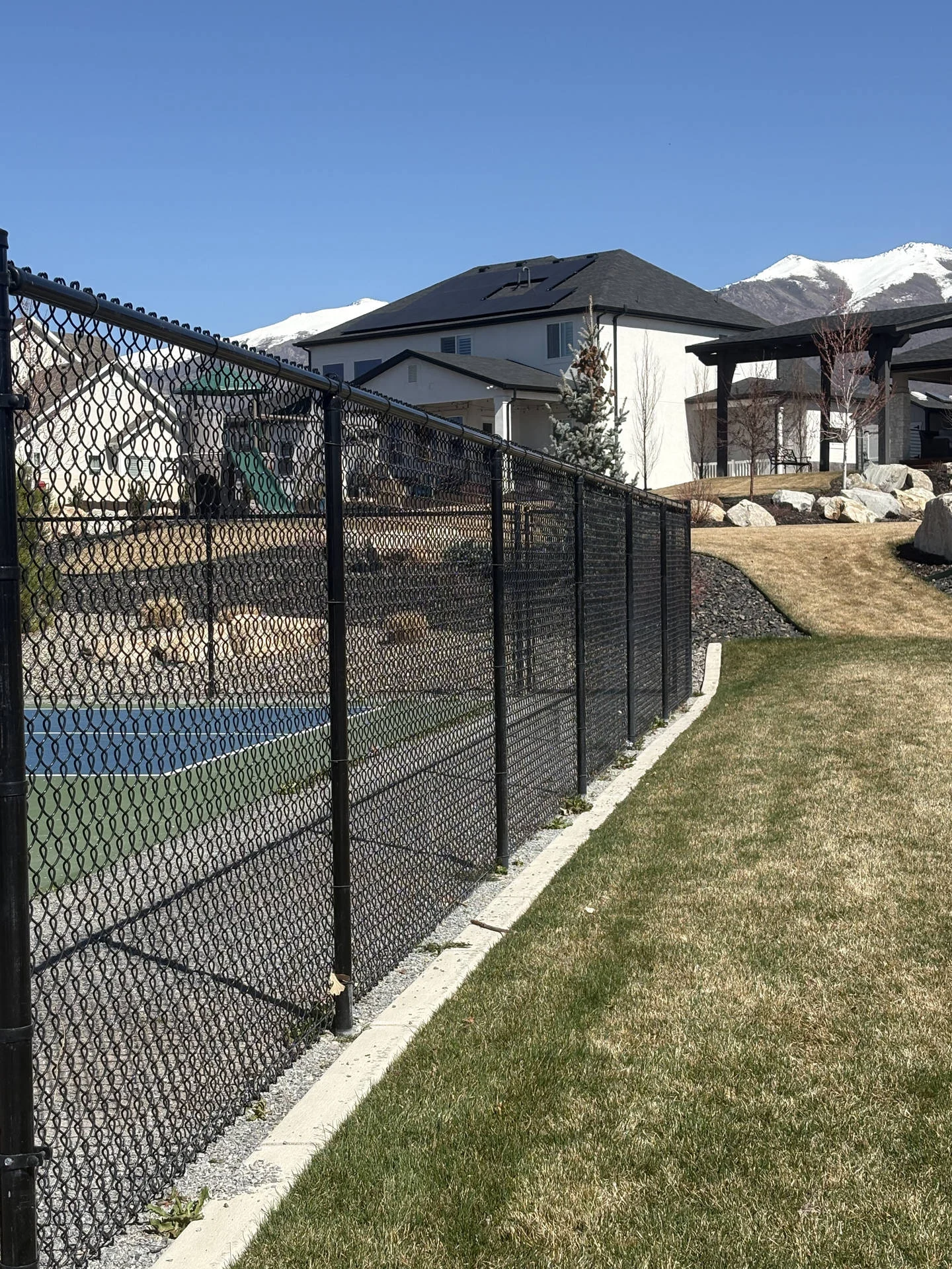 Kaysville Black Chain Link Fence Installation & Dirt Removal