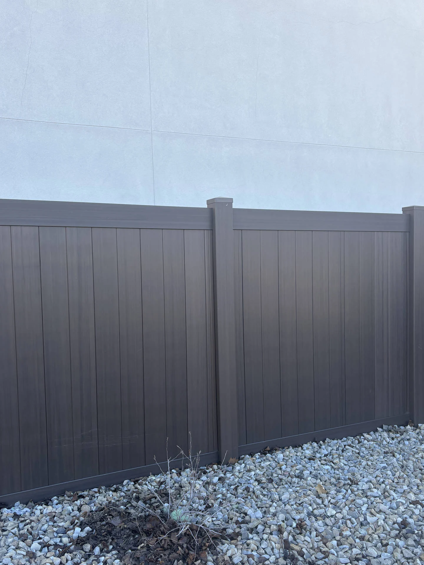 Layton UT: Dark Walnut Vinyl Privacy Fence Installation