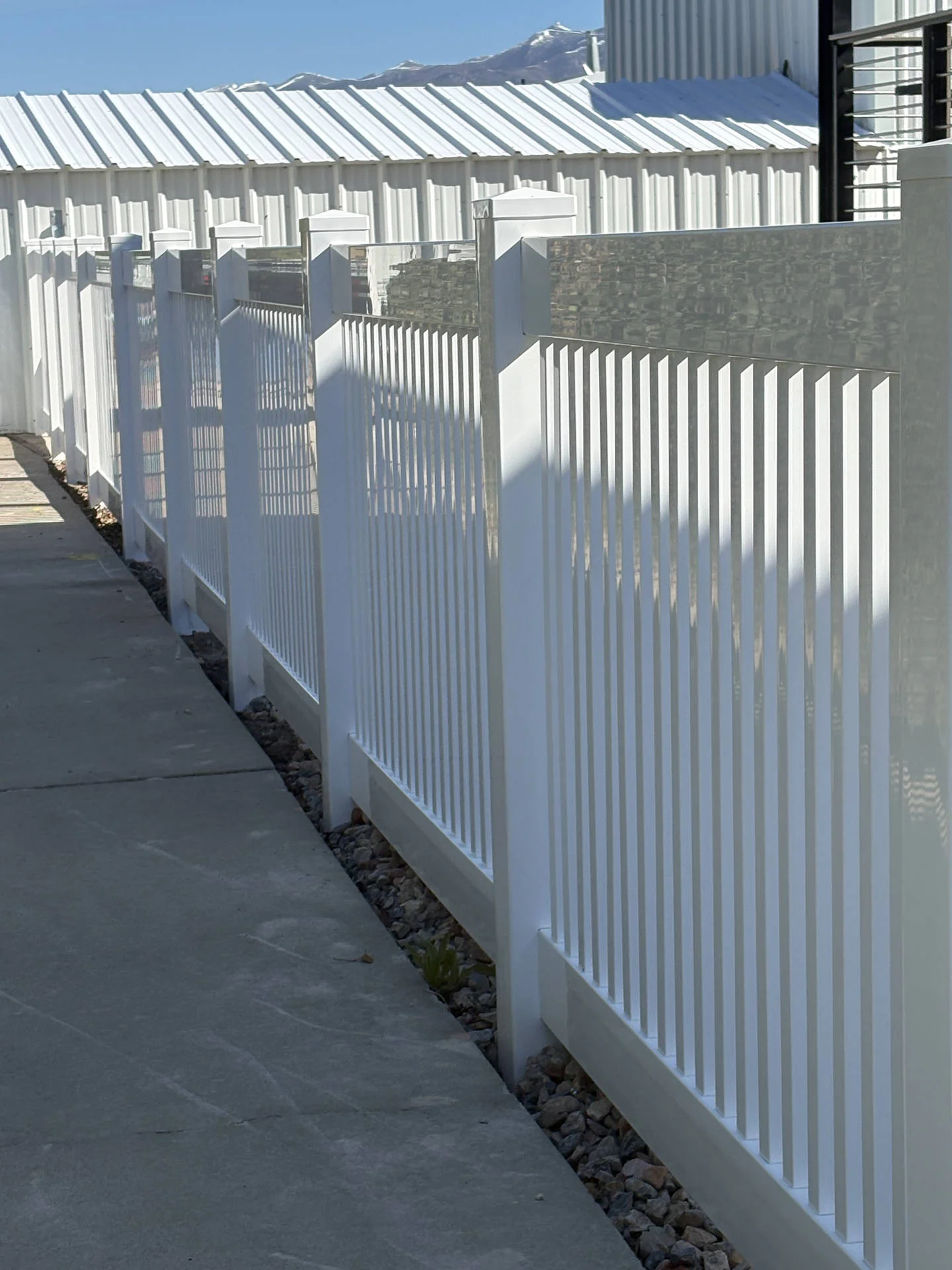 Woods Cross White Vinyl Semi-Private Fence Project