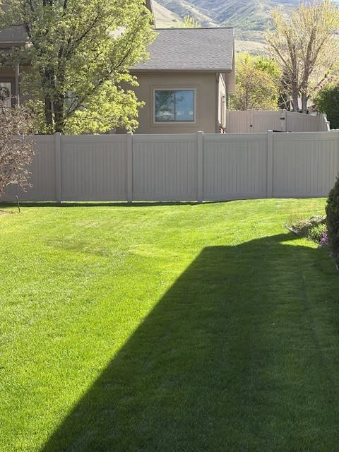 Bountiful Privacy Fence: Clay Vinyl, New Gate, Site Cleanup