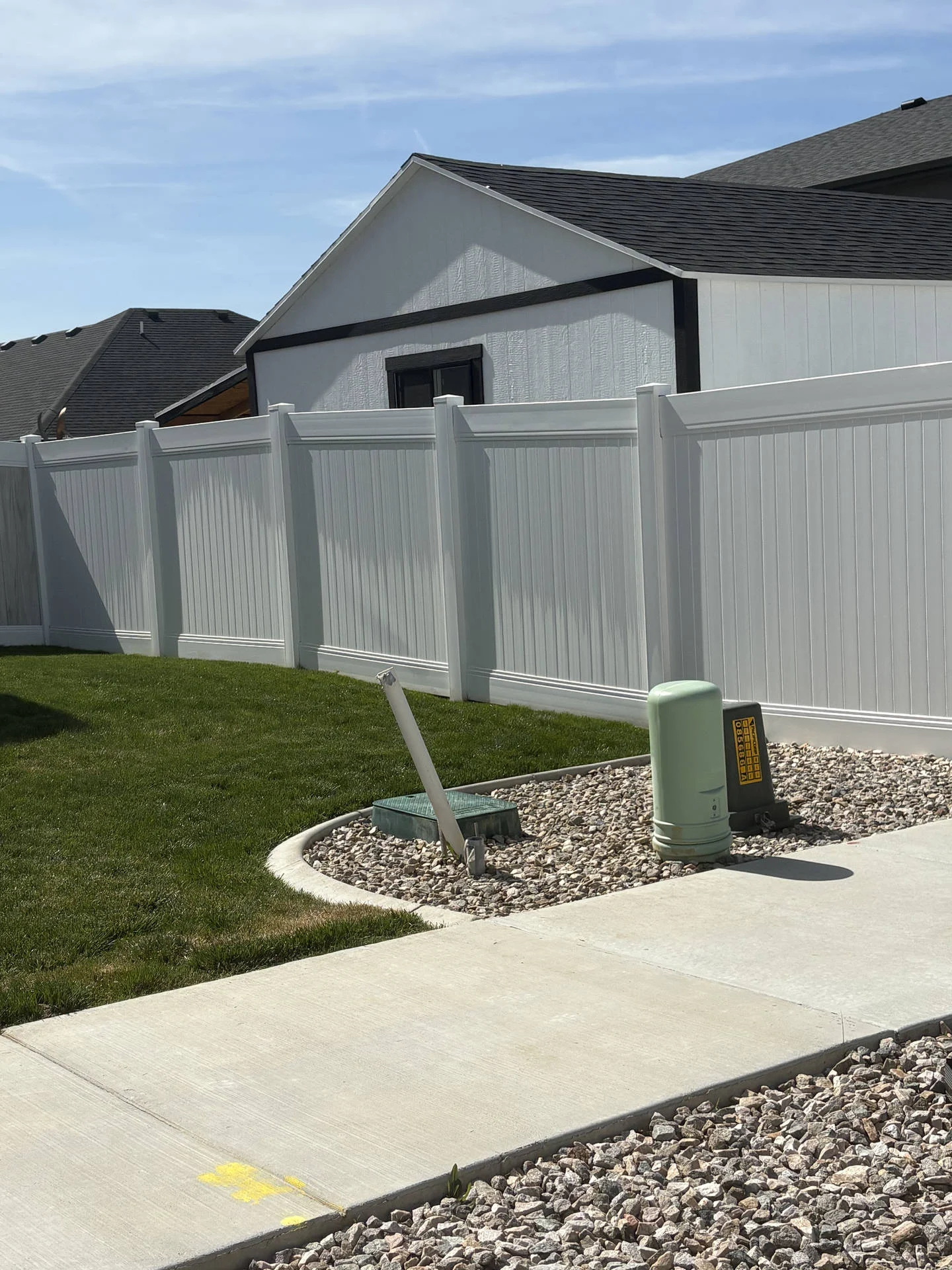 Harrisville White Vinyl Privacy Fence with Two-Tone fence & Gates
