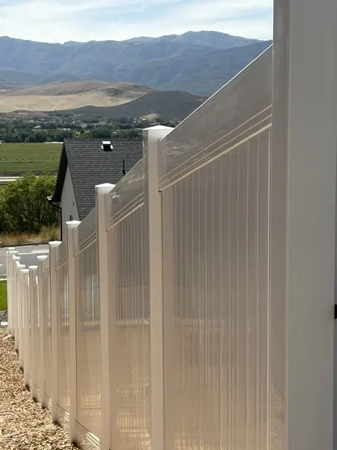 Durable White Vinyl Privacy Fence with Victorian Accent in Morgan UT