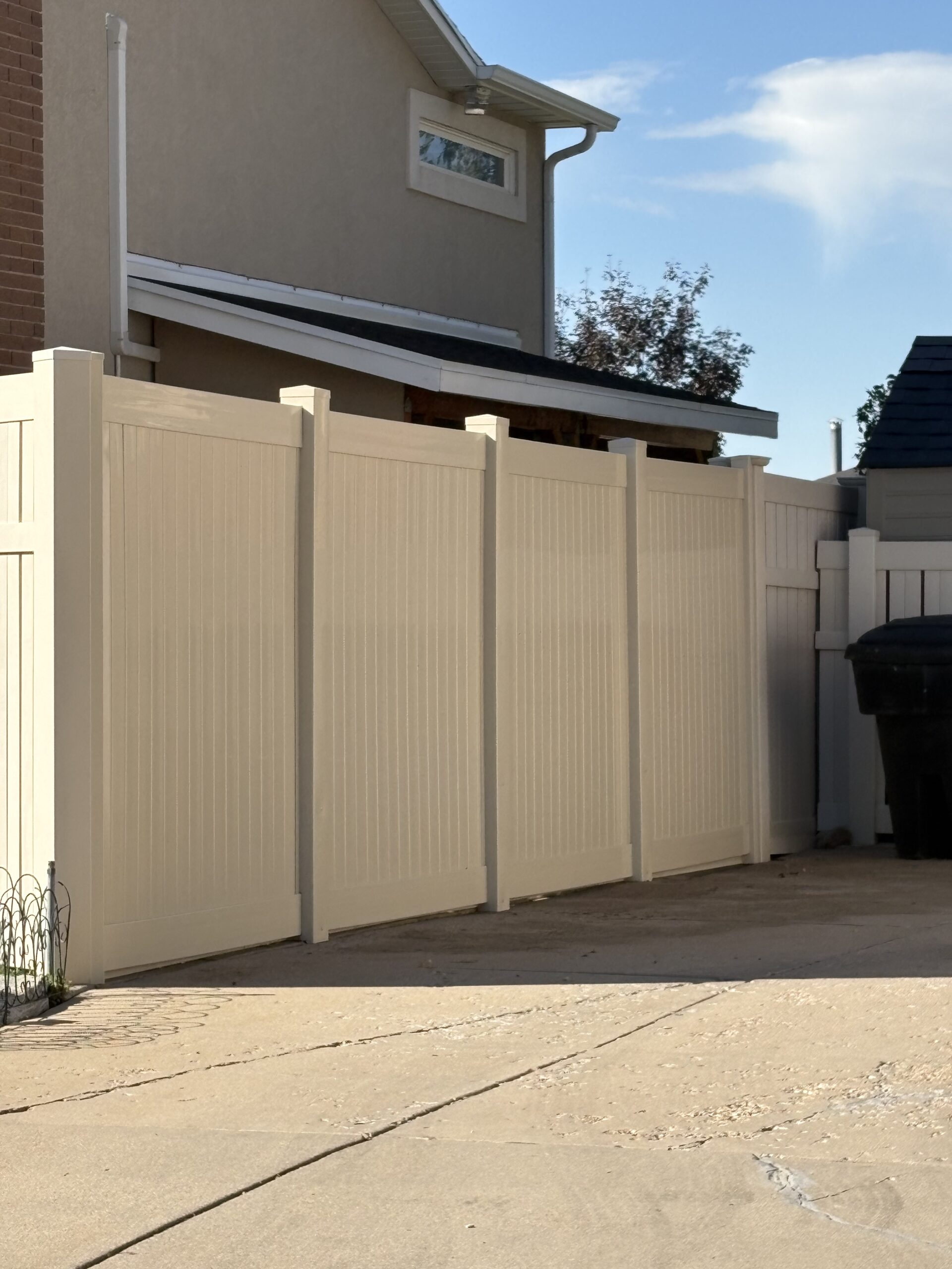 Durable Tan Vinyl Privacy Fence Installation in Kaysville